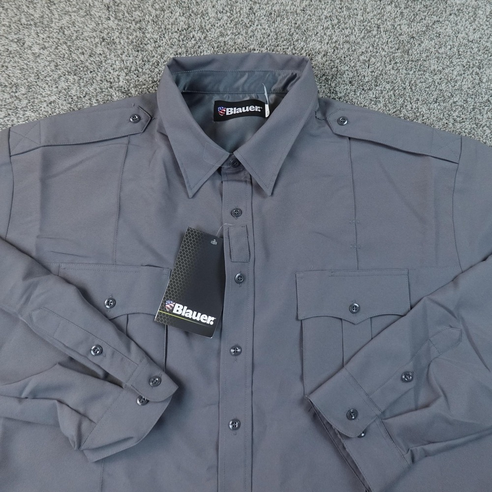 NEW Blauer Shirt Mens 4XL 20.5 Gray Super Long Sleeve Uniform Work Top Button Up